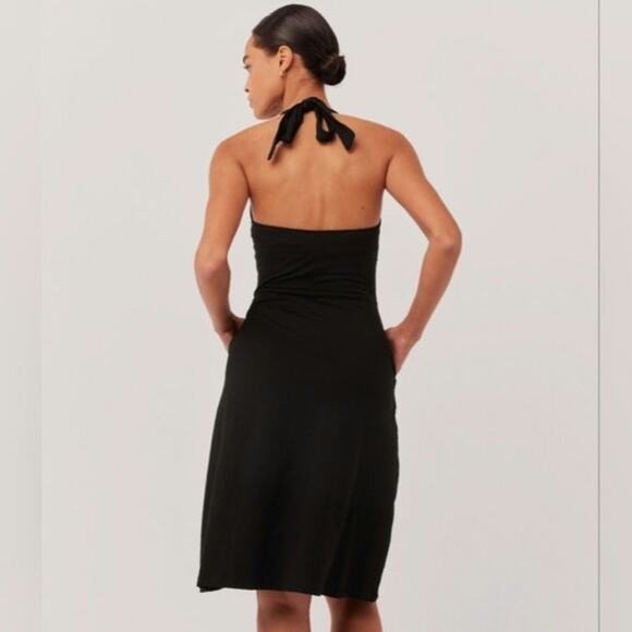 Pact Organic Cotton Halter Fit & Flare Dress Small Pockets Minimalist Travel - Picture 3 of 15